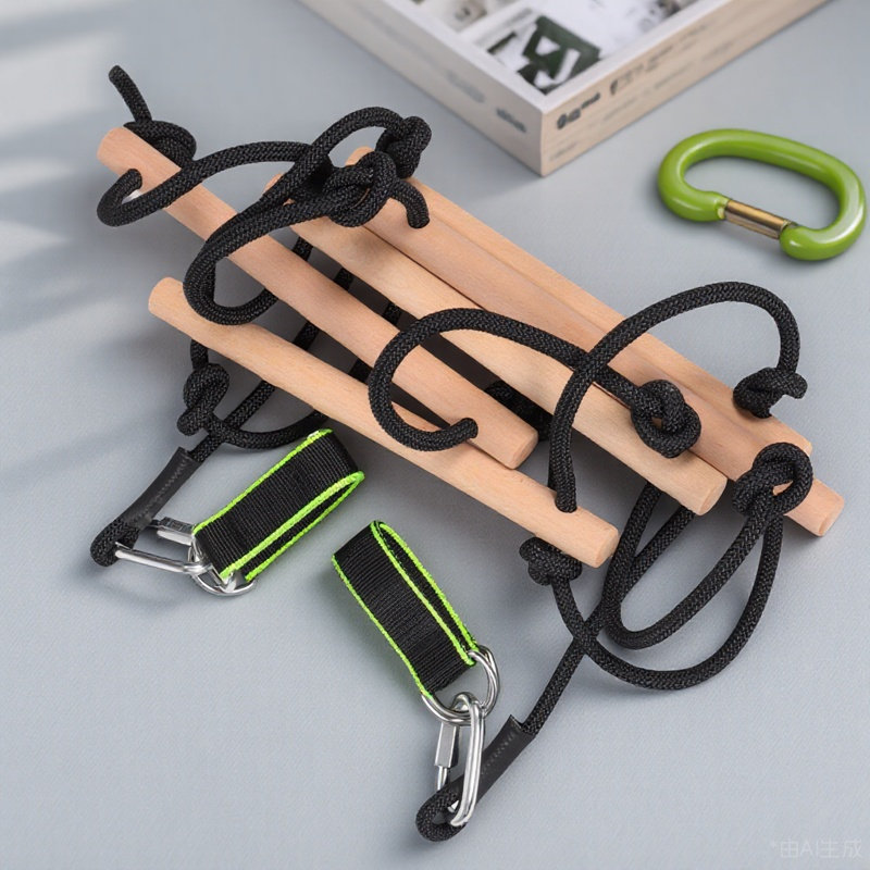 Kids Outdoor Climbing Frame - 1Set Kids Climbing Rope Ladder Wooden