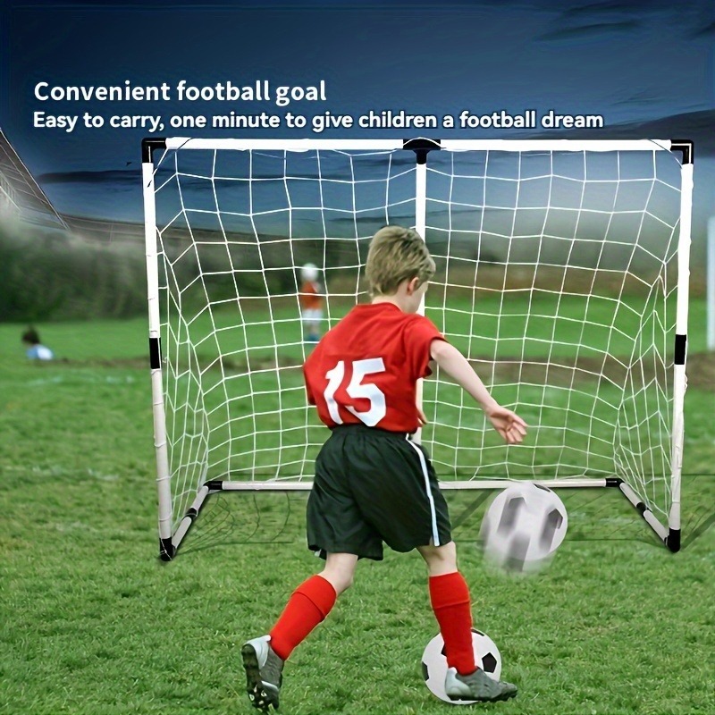 Kids Outdoor Climbing Frame - Portable Folding Soccer Goal Net Set