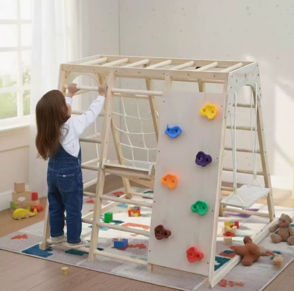 Wooden climbing frame with swi - Kids Outdoor Climbing Frame ulasan dan harga