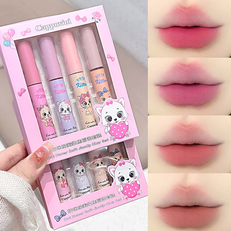 4-Pack Pink Cat Mist Lip Mud S - Muddy Puddle Suit ulasan dan harga