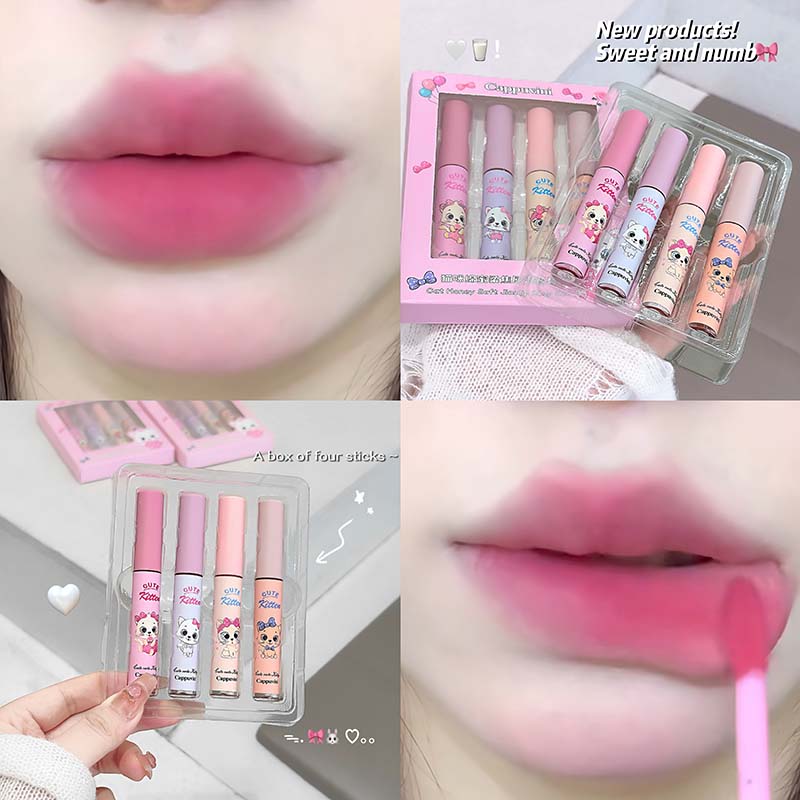 4-Pack Pink Cat Mist Lip Mud S - Muddy Puddle Suit ulasan dan harga