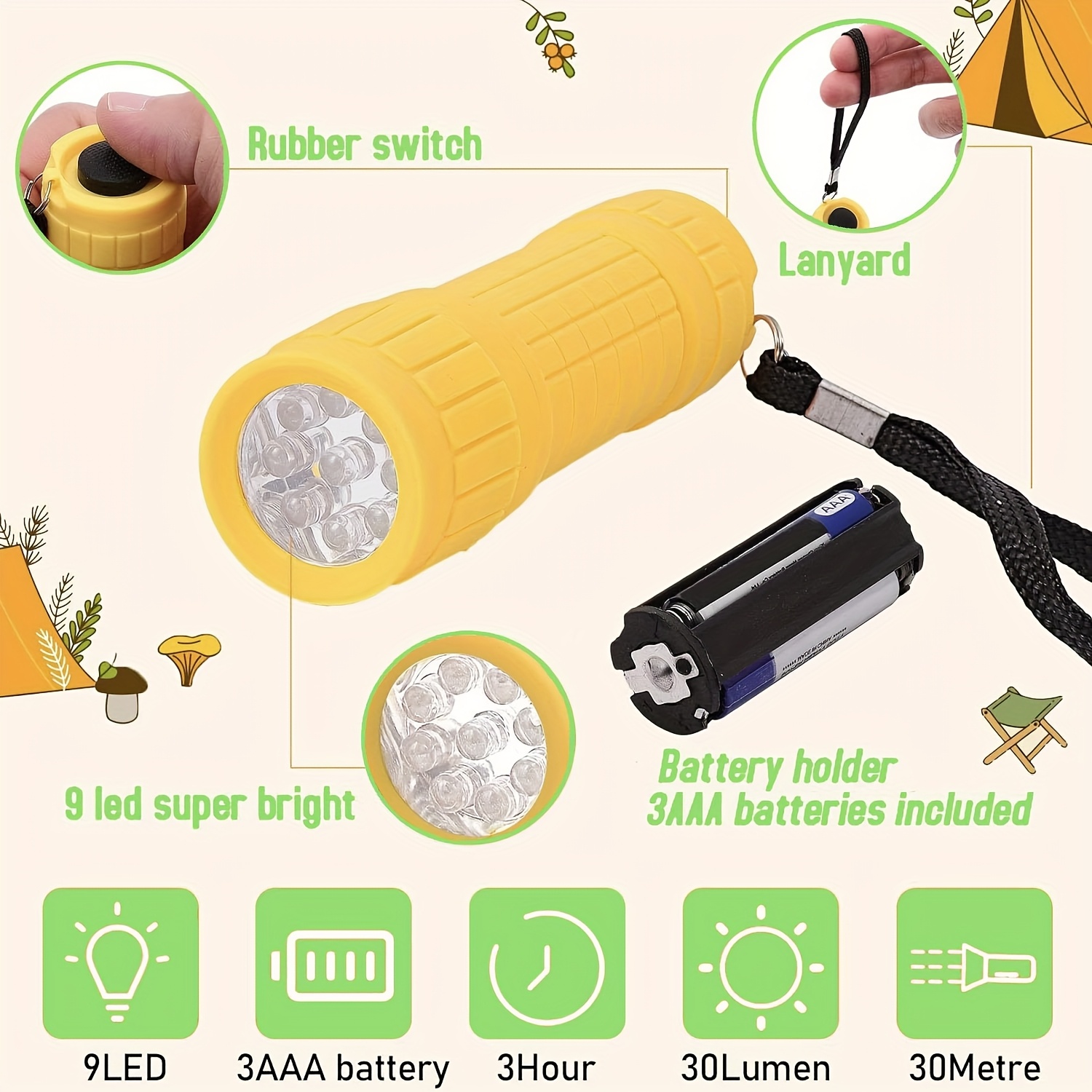 Mini Portable Flashlight Nine  - Children'S Outdoor ulasan dan harga