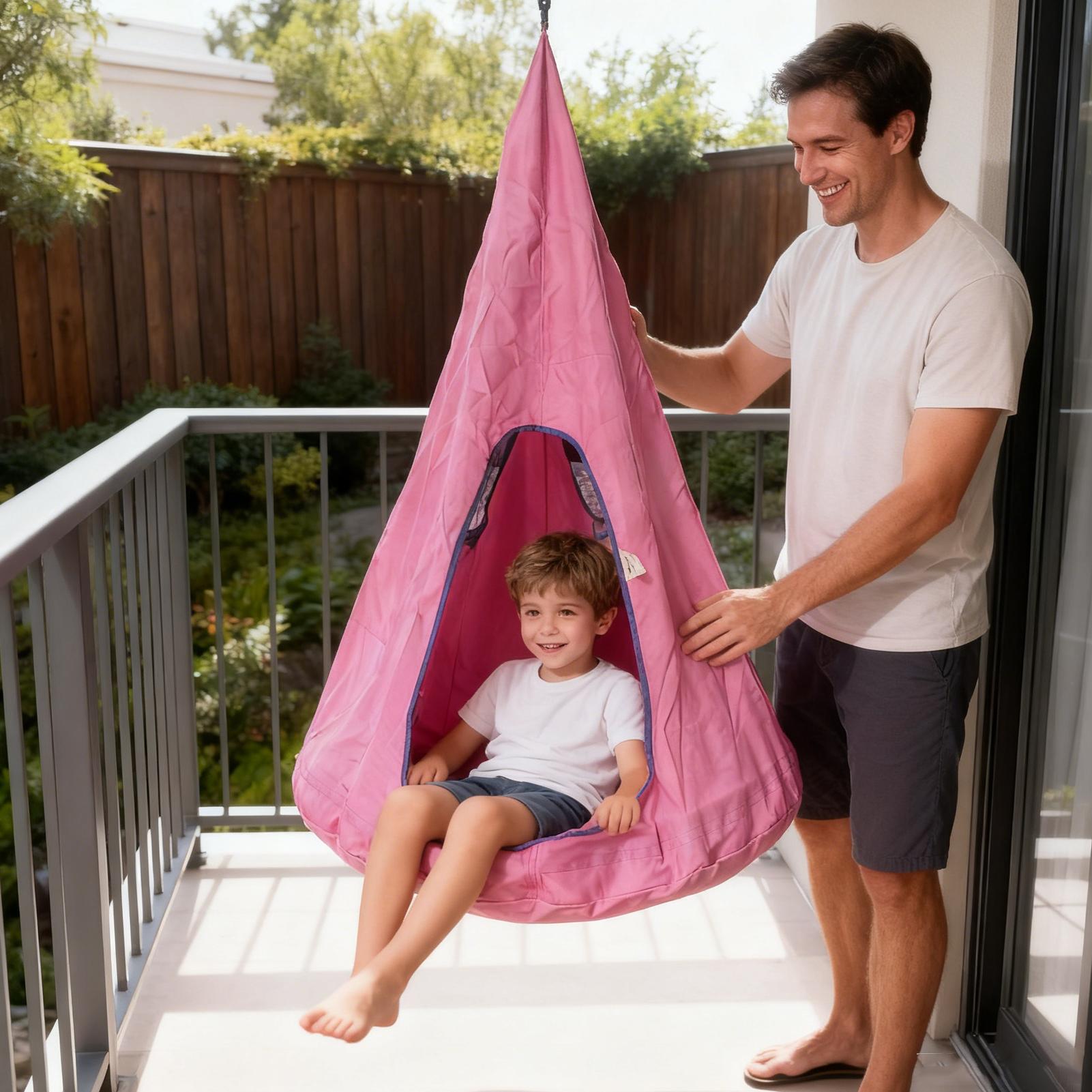 Kids Pod Swing Seat With Cushi - Kids Outdoor Nest Swing ulasan dan harga